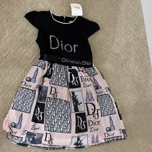 Girls Dress in Black and Pink Pattern